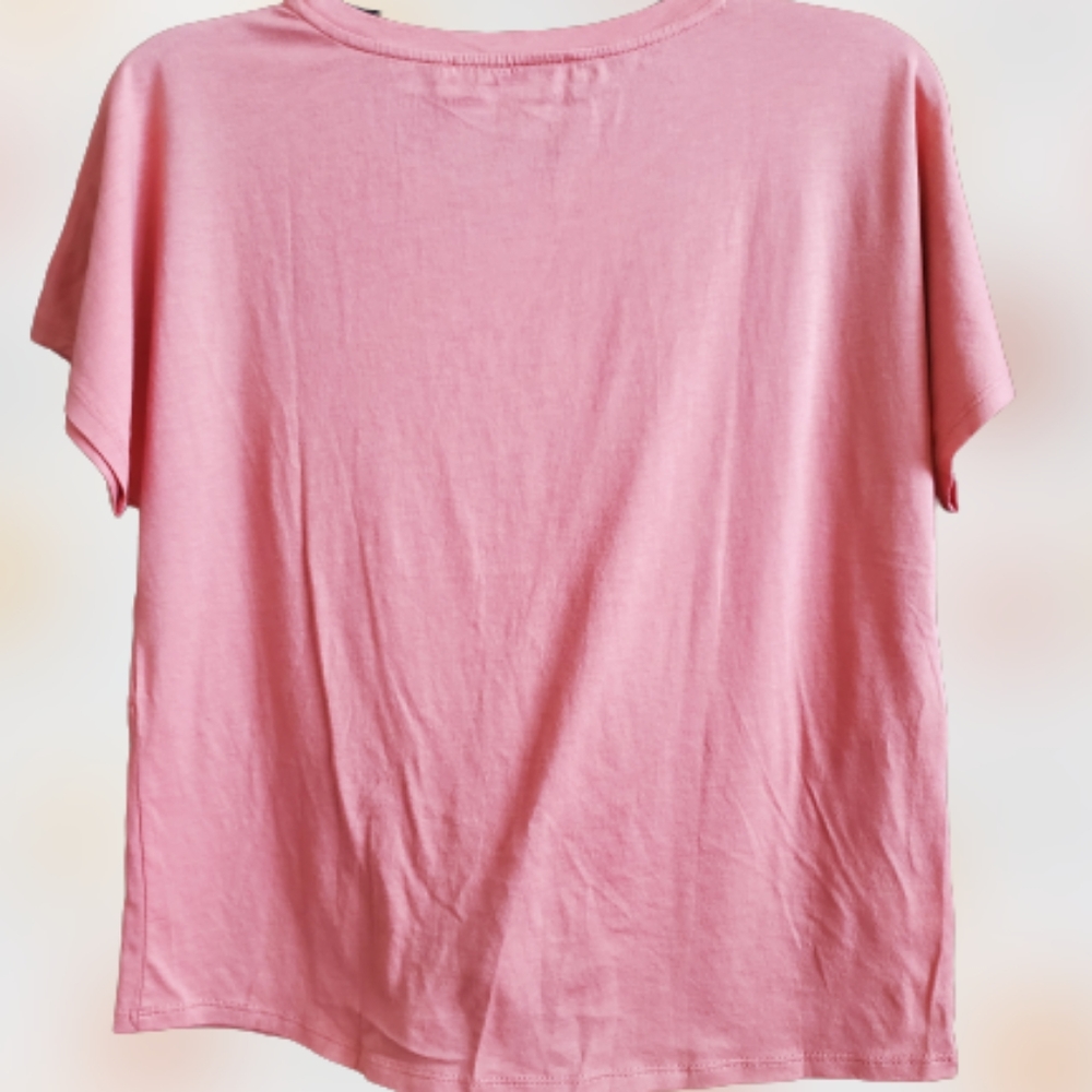 LOFT knit round neck front tie knot tshirt, small, pink - Picture 5 of 9